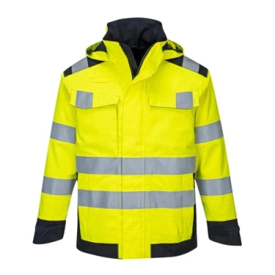 Image of Portwest Modaflame Rain Multi Norm Arc Jacket Yellow/Navy Large