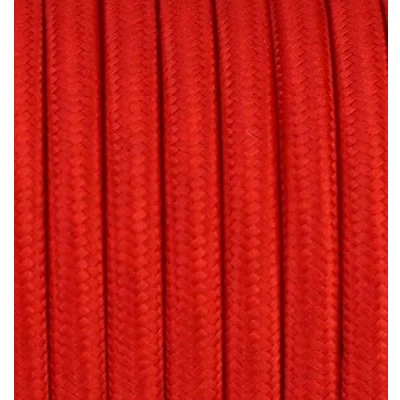 Image of 33FT 10 Metres 2 Core Braided Textile Cable Vintage Fabric Pendulum Lamp 2x0.75mm² x 0.75 mm² Red Round