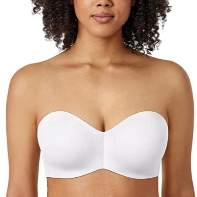 Image of Delimira Women&#039;s Strapless Bras Silicone Free Minimiser Bra Underwire Non Padded Bandeau White 36C