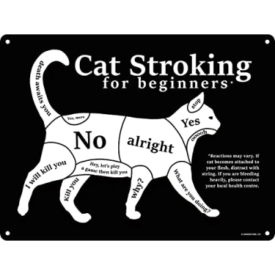 Image of Cat Stroking For Beginners Mini Tin Sign 20x15cm