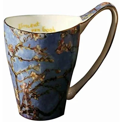 Image of YBK Tech Bone China Coffee Mug, 16oz Large Tea Cup Design Inspired by Van Gogh&#039;s Paintings (Apricot Flower)