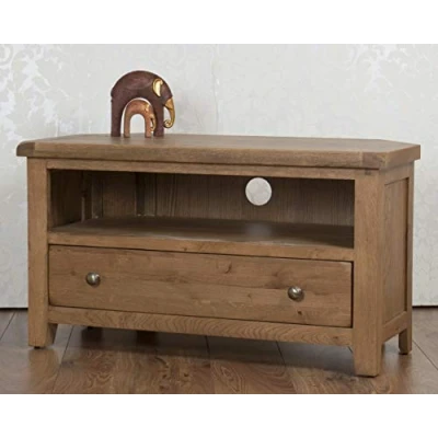 Image of Oak and Pine Online Chunky Solid Corner Dorset Country Flat Flatscreen Plasma Tv Cabinet Stand/Unit Living Dining Room Furniture