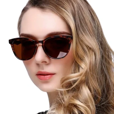 Image of KANASTAL Tortoiseshell Brown Sunglasses Womens Polarised Amber Classic Retro Ladies Vintage UV 400 Protection Female Sun Glasses Leopard Frame Lens