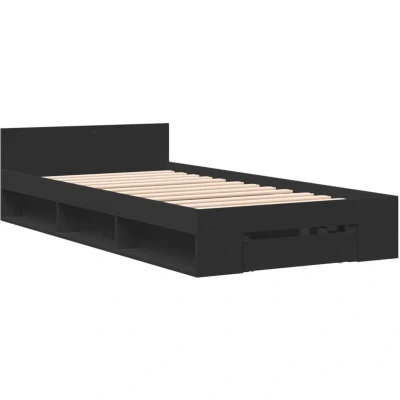 Image of vidaXL Bed Frame with Drawer without Mattress Black 90x190 cm Single