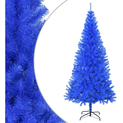 Image of vidaXL Artificial Christmas Tree Lifelike PVC Material, Stable Steel Stand, Reusable, Suitable for Indoor and Outdoor Use Blue, 210cm