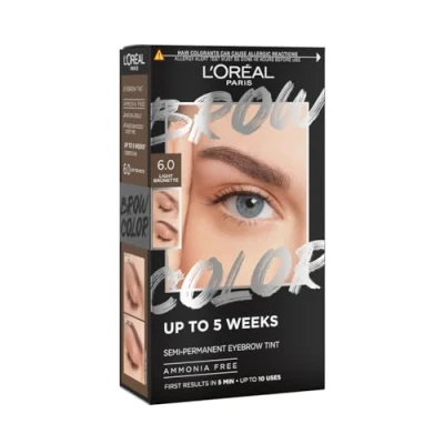 Image of L&#039;Oréal Paris, Semi Permanent Eyebrow Tint, Lasts Up to 5 Weeks, Visible Results in Minutes, 10 Uses, Ammonia Free, Brow colour, Shade: 6.0 Light Brunette