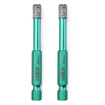 Image of FACHLICH Diamond Core Drill Bits 6mm 2PK Porcelain Tile with Quick Change Hex Shank for Granite Marble Ceramic Hard Materials