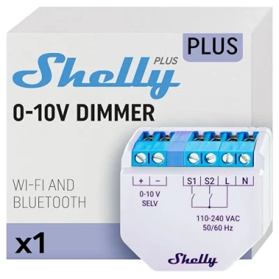 Image of Shelly Plus 0 10V Dimmer WiFi &amp; Bluetooth Smart Switch Dimmable Lights No Neutral Wire Required Home Automation Compatible with Alexa Google iOS Android App Hub