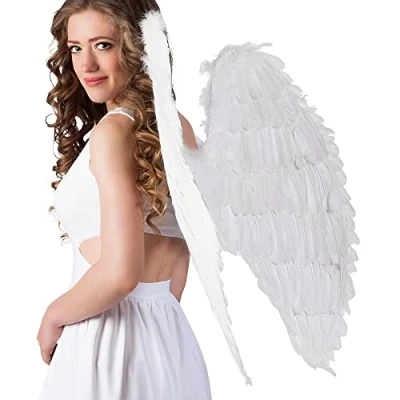Image of Boland 52802 Angel Wings, White, Approx. 87 x 72 cm, Decoration for Christmas, Valentine&#039;s Day, Carnival, Halloween, Fancy Dress, Theme Party, Costume, Theatre, Accessory
