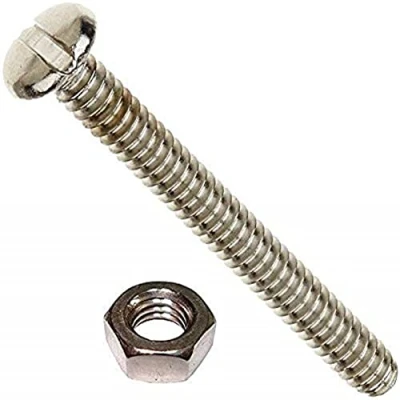 Image of Merriway BH02520 (5 Pcs) Slotted Pan Head Machine Screws with Nuts, M8 x 50mm (5/16 inch 2 inch) Bright Zinc Plated Pack of 5 Pieces