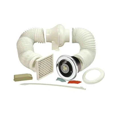 Image of Manrose 100mm in Line Bathroom Extraction Fan Kit with LED Lamp LEDSLCFDTCN