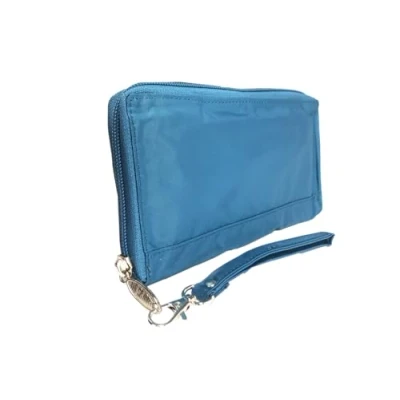 Image of Big Skinny Women&#039;s Panther Clutch Slim Wallet, Holds Up to 40 Cards, Ocean Blue