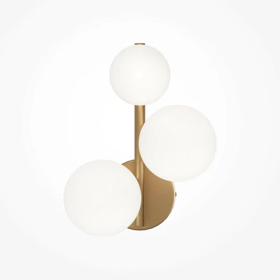 Image of Maytoni Dallas Modern 3 Light Wall Lamp Gold, Matte White Shade, G9