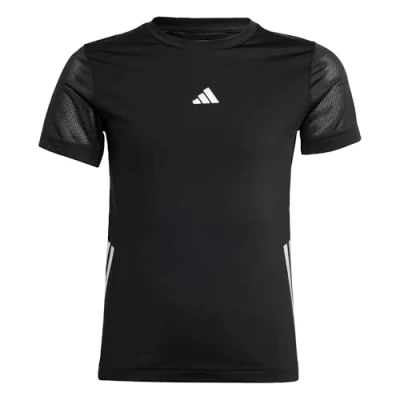 Image of adidas Unisex Kids AEROREADY 3 Stripes Tee, Black/Reflective Silver, 11 12 Years