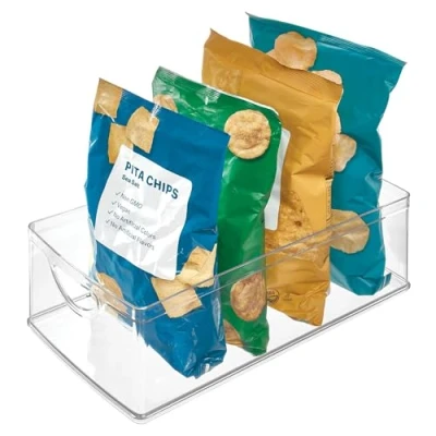 Image of iDesign Recycled Plastic Cabinet and Pantry Storage Bin with Integrated Handles 16 x 8 5, Clear