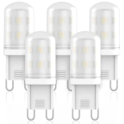Image of RuLEDne LED G9 Bulbs 2W Equivalent to Halogen 20W 25W 28W, Light Cool White 6000K, 360Beam Angle, AC 220V 240V, Non Flicker, Dimmable Energy Saving Bulbs, 5pack