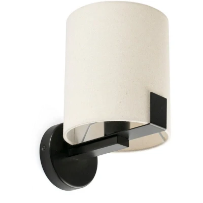 Image of Nila Wall Lamp With Shade Matt Black Off White