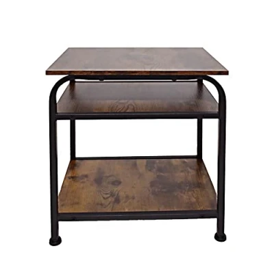 Image of FWStyle Industrial Side Table Lamp Home Office Storage Coffee Table, Living Room