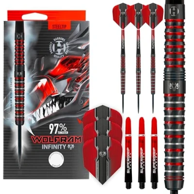 Image of Harrows Wolfram Infinity Steel Tip Tungsten Darts Set 21g, 22g, 23g &amp; 24g Includes Supergrip Fusion Shafts Prime Flights
