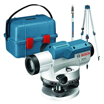 Image of Bosch Professional Optical Level GOL 26 D (26x magnification, unit of measure: 360 degrees, range: up to 100m, measuring rod GR 500, tripod BT 160, in carrying case)