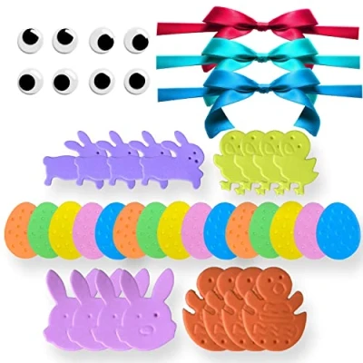 Image of AKH® 84 Psc Easter Embellishment Kit Scrapbooking DIY Crafts Self Adhesive Card Making Craft Foams Egg Chick Bunny Shape Stickers for Kids Arts and Decoration
