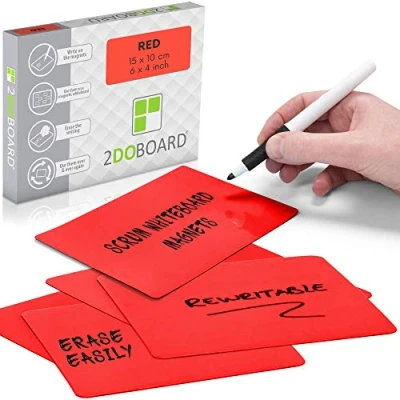 Image of Magnetic Notes or Sticky 6 x 4 Inch Red Set of 25 pieces Easy to clean and reuse