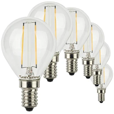 Image of SUNSEED 6 X E14 2W (Equivalent to 25W) Sapphire Filament LED Golf Ball Light Bulb G45 Warm White 2700K