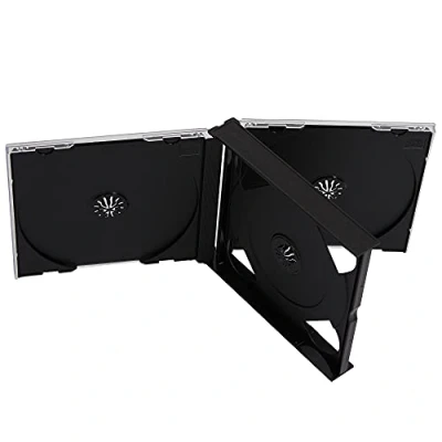 Image of 5 x CD DVD 4 way Jewel Cases 25mm for Disc with Black Tray Pack