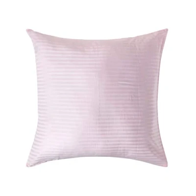 Image of HOMESCAPES Pink Pure Egyptian Cotton Euro Size Pillowcase 80 x cm 330 TC 500 Thread Count Percale Equivalent Satin Stripe Pillow Case with Zip