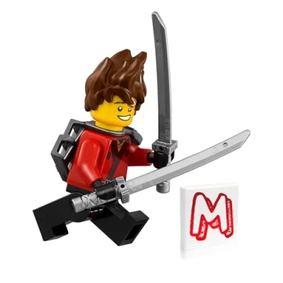 Image of LEGO Ninjago Movie Kai Minifigure (with Spiked Hair and Display stand) 70629