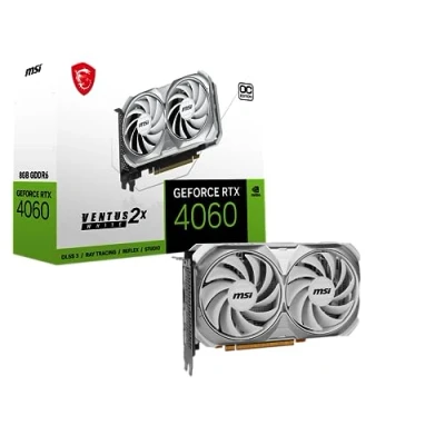 Image of MSI GeForce RTX 4060 VENTUS 2X WHITE 8G OC Gaming Graphics Card 8GB GDDR6X, PCI Express Gen 4, 128 bit, 3x DP v 1.4a, HDMI 2.1a (Supports 4K &amp; 8K HDR)