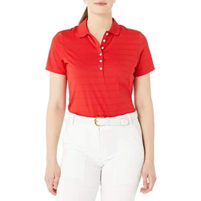 Image of Callaway Women&#039;s Pique Open Mesh Golf Polo Shirt, Salsa, XL UK