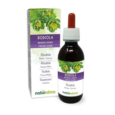 Image of Rhodiola (Rhodiola rosea o Sedum roseum) Roots Alcohol Free Mother Tincture Naturalma Liquid Extract Drops 120 ml Food Supplement Vegan