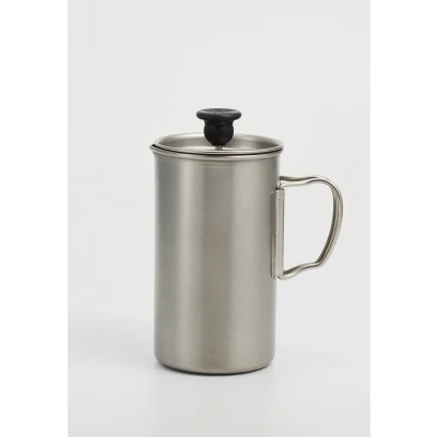 Image of SNOW PEAK Unisex&#039;s Titanium French Press, CS 111, Japanese, Lifetime Product Guarantee, Sustainable, Ultralight for Coffee While Backpacking and Camping, One Size, D 3.2&quot; H 5.5&quot;