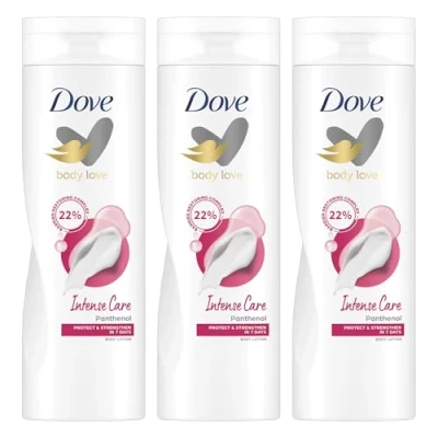Image of Dove Body Love Intense Care Lotion, Protect &amp; Strengthen in 7 Days with Panthenol, 22% Repairing Complex, 400ml, Pack of 3 Deep Moisturisation for Healthier Skin