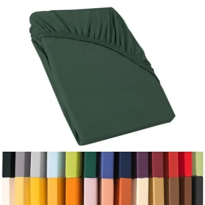 Image of CelinaTex Relax Box Spring Bed Water Fitted Sheet, Cotton, Fir Green, 180 x 200 220 cm