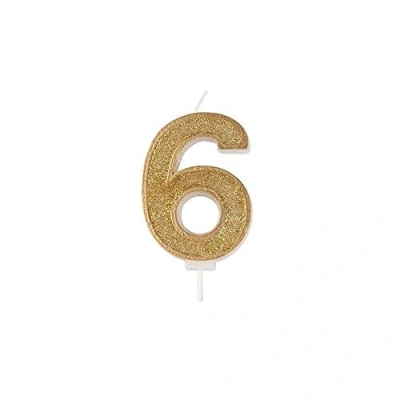 Image of CULPITT Sparkle Number Candles for Cake &amp; Cupcakes, Single Numbers from 0 9, Say Happy Birthday with These Candle Sparklers, Celebrate Birthdays Anniversaries Flair Gold 6