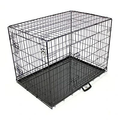 Image of Cozy Pet Dog Cage 36&quot; Black Metal Tray Folding Puppy Crate Cat Carrier DC36B. (We do not ship to the Channel Islands.)