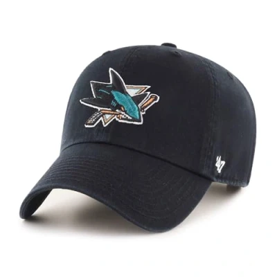 Image of 47 NHL San Jose Sharks CLEAN UP Cap 100% Garment Washed Cotton Relaxed Fit Unisex Baseball Premium Quality Design and Craftsmanship by Generational Family Sportswear Brand