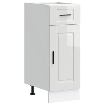 Image of vidaXL Porto Kitchen Base Cabinet High Gloss White Engineered Wood, Ample Storage