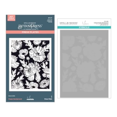 Image of Spellbinders Press Plate &amp; Stencil Bundle by Yana Smakula Poppy Background