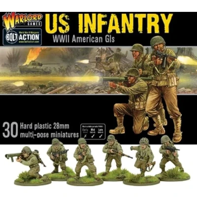 Image of Warlord Games US Army Infantry GI&#039;s 28mm Scale Plastic Miniatures for Bolt Action Highly Detailed World War 2 Table top Wargaming