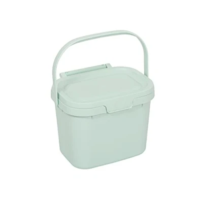 Image of Addis Everyday Kitchen Food Waste Compost Caddy Bin, 4.5 Litre, Mist Soft Green, 518696