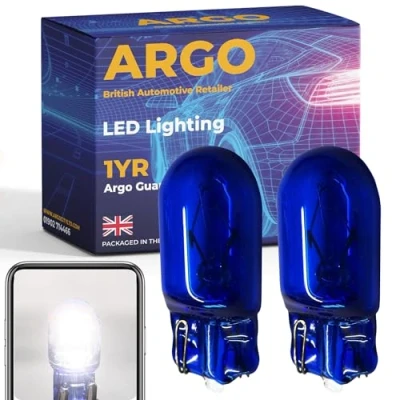 Image of Argo W5w Bulb Xenon White Car Light Bulbs Interior Upgrade Number Plate Dome Map Courtesy Van Capless Wedge 194 168 T10 501 Side 12v