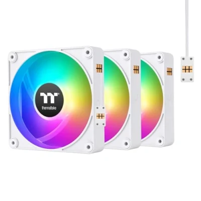 Image of Thermaltake CT140 EX ARGB Sync PC Cooling Fan White (3 Pack), Magnetic Connection, 5V Motherboard Sync, 16.8 Million Colors 9 Addressable LEDs, 140 mm Case/Radiator Fan, CL F191 PL14SW A