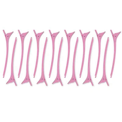 Image of K Pro Hair Clips 15pcs Pink Duckbill Sectioning Clamps for Hairdressing