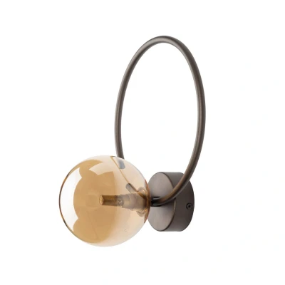 Image of Anabelle Globe Wall Lights Brown, Amber Glass 1xG9