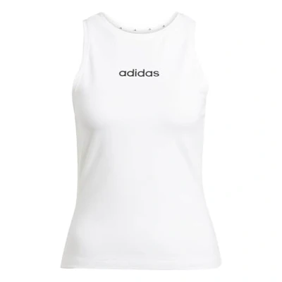 Image of adidas Women&#039;s Essentials Linear Slim Cotton Tank, White/Black, XS