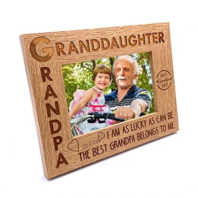 Image of ukgiftstoreonline Grandpa and Granddaughter Wooden Photo Frame Gift (8 x 10 Inch)