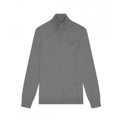 Image of Lyle &amp; Scott Cotton Merino Mens Quarter Zip Jumper Grey material_cotton Size X Large